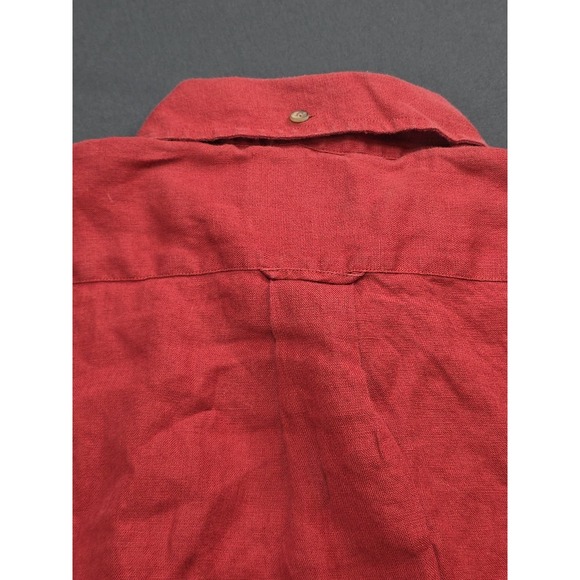 Faconnable 100% Linen Button Down Shirt Men's L  Coral Long Sleeve Shirt... - Picture 8 of 8